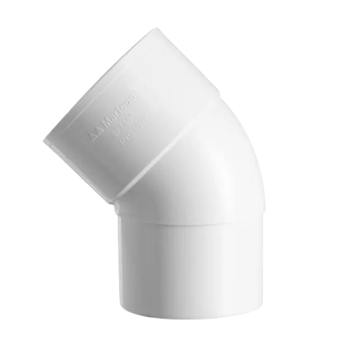 Bocht HWA PVC wit 45° 80 mm verjongd/lijmmof